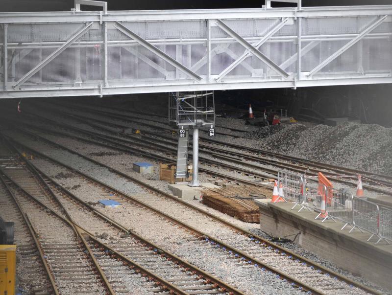 Signal Posts CQ 83 & CQ 84 Installed: The first of the Platform End Signal Posts installed at Queen Street for the new layout. (15/06/2016) Photo of Signal Posts CQ 83 & CQ 84 Installed