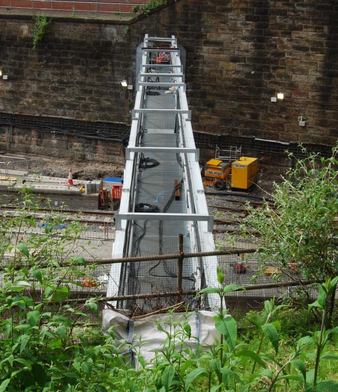 Signal Cabling being installed in signal Gantry: A top view of some of the cabling being installed in the new Signal Gantry Photo of Signal Cabling being installed in signal Gantry