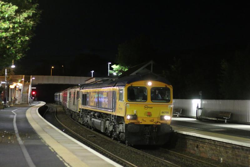 1B16: 66705+73967 Arrive in Inverkeithing with train 1B16 Aberdeen London Euston Sleepers 21.7.16 Photo of 1B16