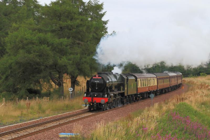 46100 Icon of Steam: 46100 0n 1Z22 09.46 Edinburgh to Tweedbank passing Cowbraehill near Falahill on 14/08/16 Photo of 46100 Icon of Steam