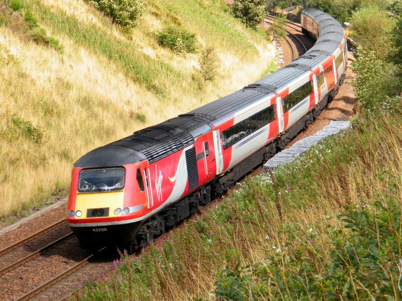 'Lincolnshire Echo' @ Gleneagles - 21 August 2016: The 12.15 express to London King's Cross, heading south, through Gleneagles cutting Photo of 'Lincolnshire Echo' @ Gleneagles - 21 August 2016