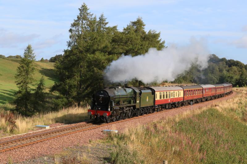 Cowbraehill in the Sun: 46100 on 1Z22 09.46 Edinburgh to Tweedbank passing Cowbraehill on 11/09/2016. Sun came out on the 6th Sunday, the other 5 were dull. Photo of Cowbraehill in the Sun