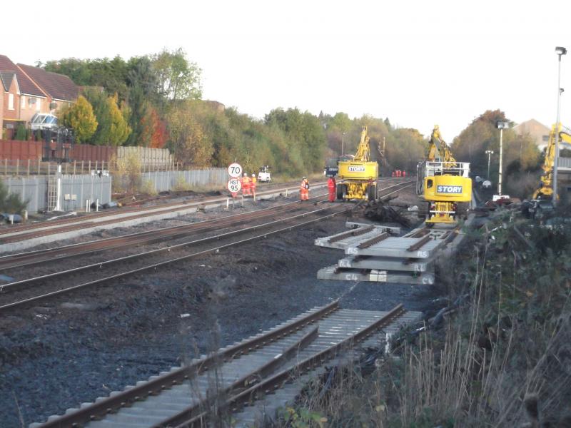 Larbert work this morning: Road rail machines seen working at Larbert this morning. Photo of Larbert work this morning