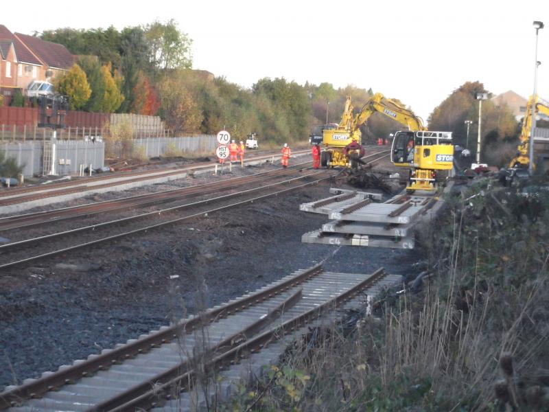 Another view of the Larbert engineering work: In the company of 37001 this morning, studying the work ongoing at Larbert. Photo of Another view of the Larbert engineering work