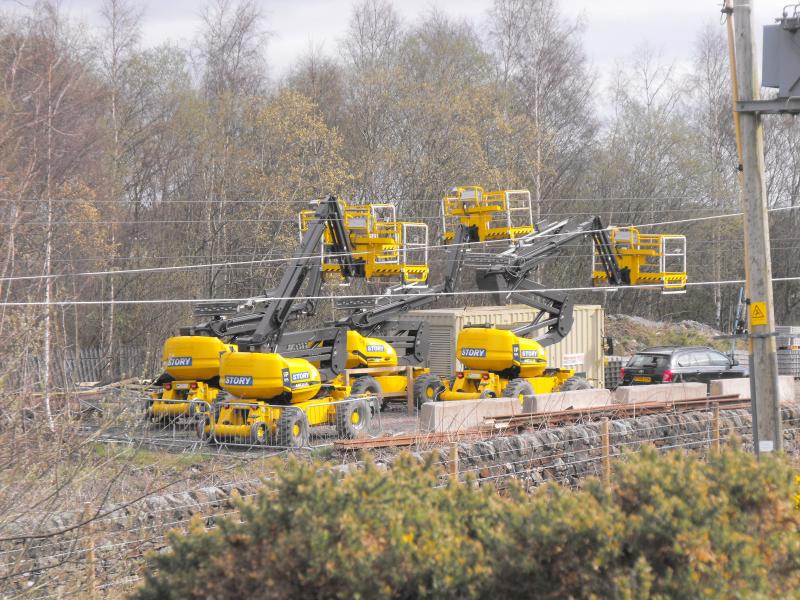 Four of the Story overhead platforms: Four Story overhead platforms at the compound in Tamfourhill, on the Falkirk High line. Photo of Four of the Story overhead platforms