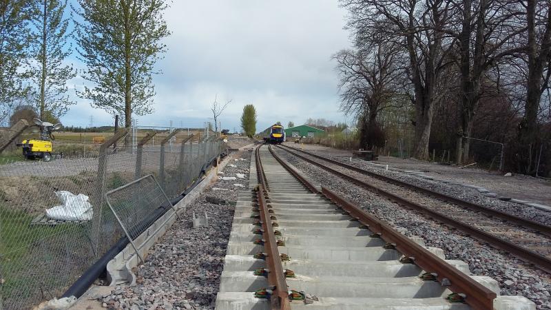 Top Line Improvements: Aberdeen to Inverness Improvements Forres 15-04-17
Looking East from Sewage Works level x/ing Photo of Top Line Improvements