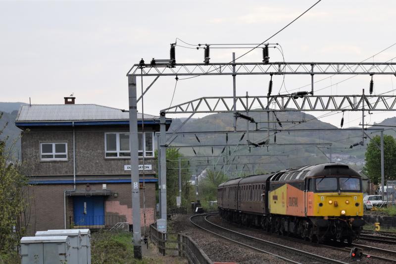 Colas 47 Dumbarton Central 1 May 2017: Colas 47 #47739 approaching Dumbarton Central en route from Newcastle - Fort William on 1 May 2017. Photo of Colas 47 Dumbarton Central 1 May 2017