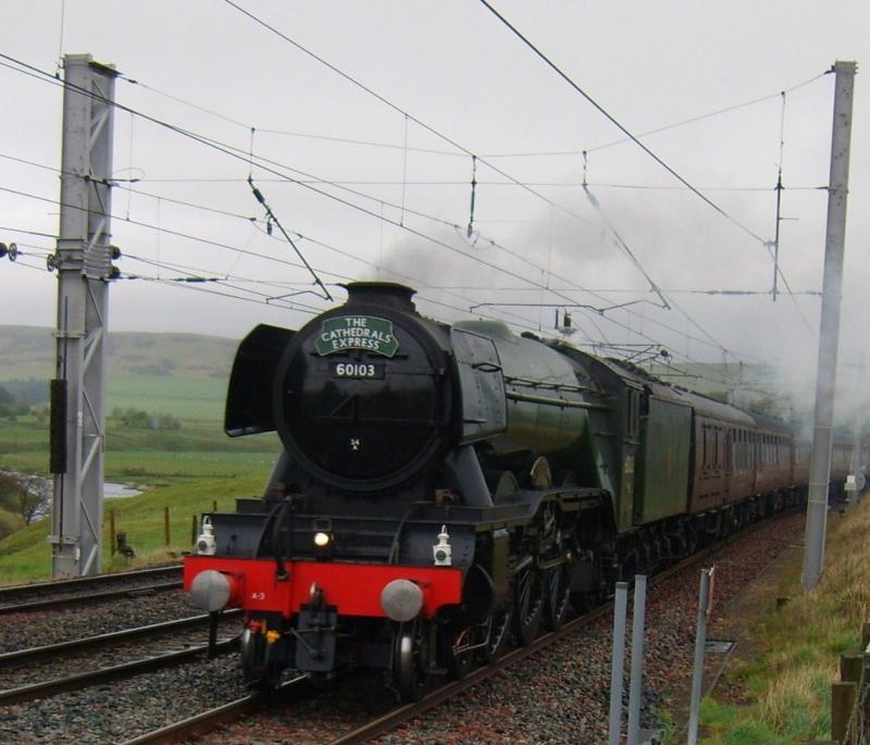 1Z72 The Cathedrals Express 16/05/2017: 60103 Flying Scotsman enters Abington UPL on its way south to Crewe. Photo of 1Z72 The Cathedrals Express 16/05/2017