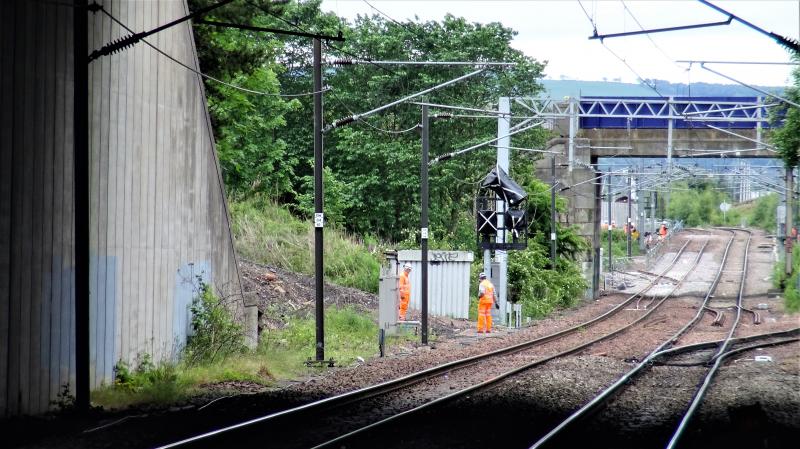 New Point at Millerhill: View from Newcraighall of the new Point and Signal for access to the new Emu depot at Millerhill installed last Sunday. Photo of New Point at Millerhill