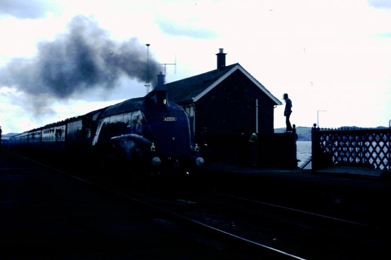 60009 Union of South Africa: 60009 climbs the Tay Bridge through Esplanade station with an excursion returning to Edinburgh. 30/6/1973 Photo of 60009 Union of South Africa