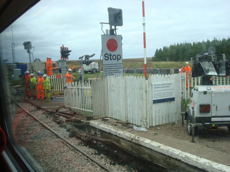 Forsinard - Track Replacement Work: Track replacement work at Forsinard Station and Level Crossing on Sunday 17th September 2017. Photo of Forsinard - Track Replacement Work