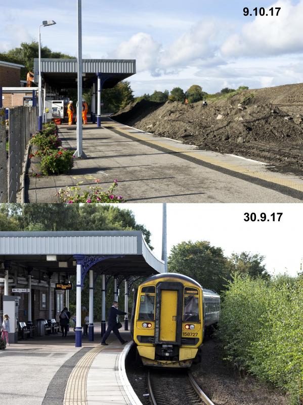 FORRES 2.jpg: FOR GOOD REASONS THERE IS NO ACCESS TO THE PLATFORMS SO RATHER AN APPROXIMATE SIMILAR VIEW TAKEN FROM THE STN CAR PARK OVER THE FENCE.
CHANGED A BIT HASN'T IT!! Photo of FORRES 2.jpg