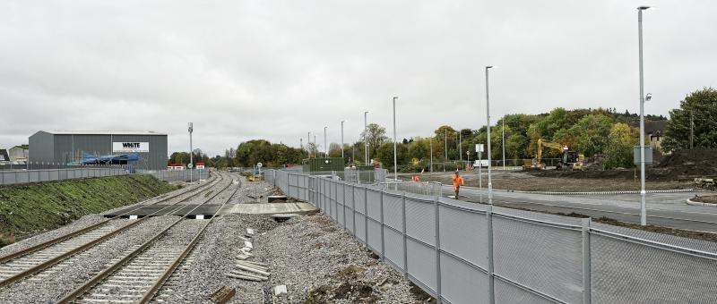 FORRES NEW STATION (2).jpg: LOOKING EAST.
THE DIGGER IS APPROXIMATELY ON THE SITE OF THE OLD SIGNAL BOX Photo of FORRES NEW STATION (2).jpg