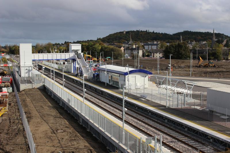 Forres new station: View looking east, 18 October 2017 Photo of Forres new station