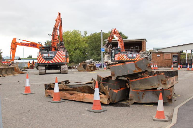 Forres old station: The old station building being demolished, 18 October 2017 Photo of Forres old station