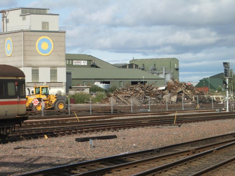 Inverness construction: Work to clear the old sidings to the North of the station now complete and work seems to have started on new track layout and terminal, I'm guessing this is for the new Tesco contract? Photo of Inverness construction