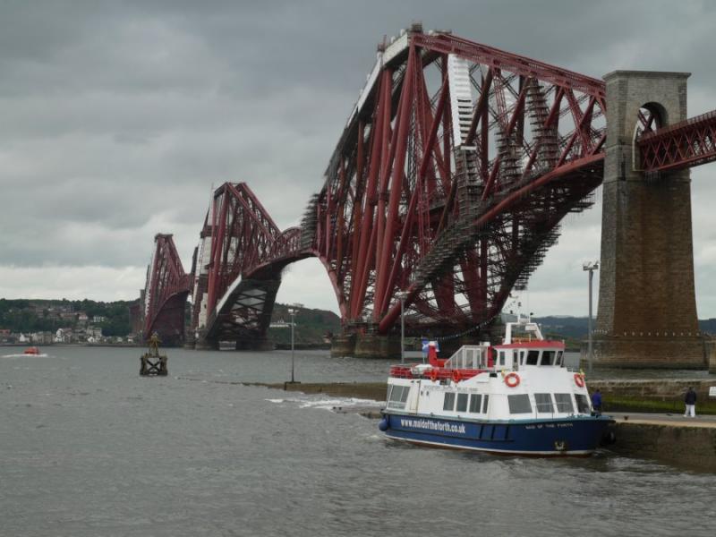Forth Bridge 27 August 2008: Progress on painting works, 27 August 2008. Yes *August* not November ! Photo of Forth Bridge 27 August 2008