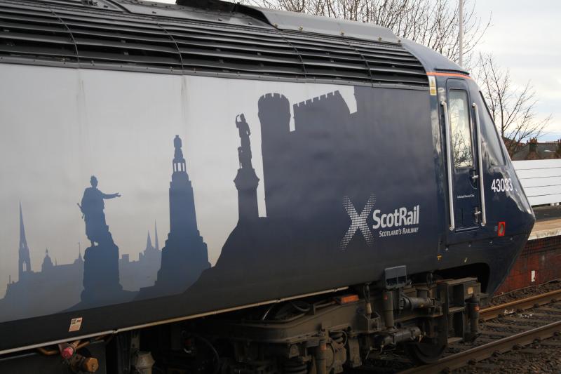 43033 at Kirkcaldy: 43033 showing where the new branding has been applied over the GWR blue livery. Photo of 43033 at Kirkcaldy