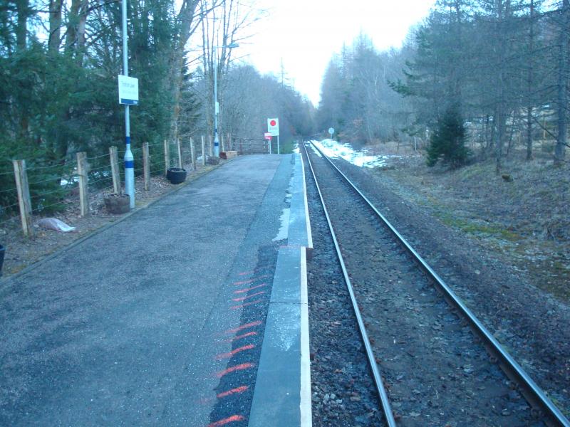 Lower Tyndrum - Platform Alteration: Platform edge at Lower Tyndrum being cut back. March 2018. Is this in preparation for switch to Class 158 units in the future? Photo of Lower Tyndrum - Platform Alteration