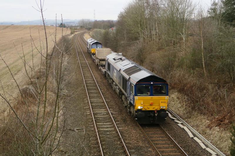 6S99 - Carlisle Kingmoor Sdg(Drs) to Georgemas Junction C.E: 66303 leading north thru Luncarty 13/03 Photo of 6S99 - Carlisle Kingmoor Sdg(Drs) to Georgemas Junction C.E