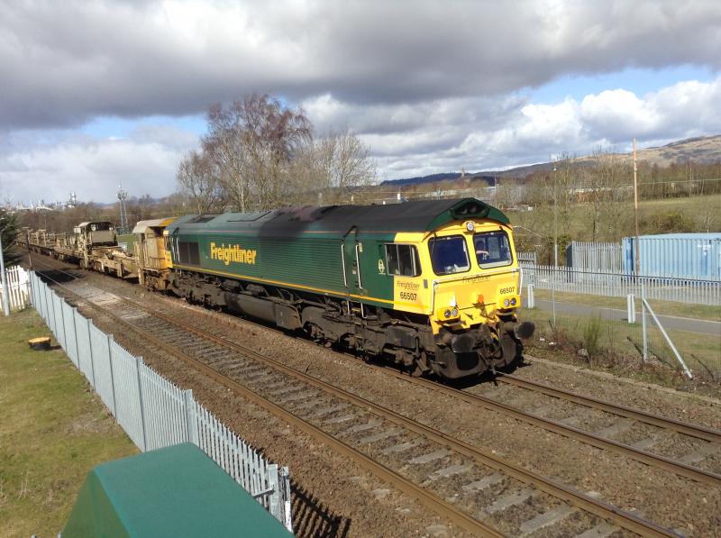 Class 66: Class 66 66507 through Stirling on 25/03/18 on the Aberdeen to Millerhill empty ballast Photo of Class 66