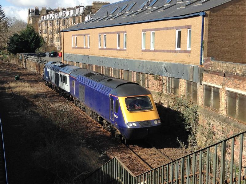 Light Engines Move: 43037 leading 43148 at site of Newington station
(Edinburgh Sub.) on Haymarket TMD to Craigentinny
transfer 26.03.2018 Photo of Light Engines Move