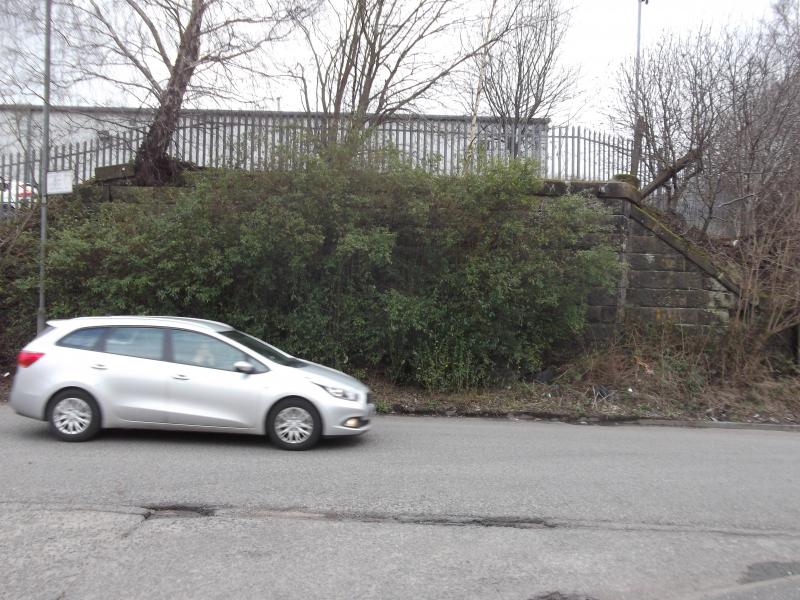 Disused bridge: What looks like the remains of a railway bridge, taken on Pinkston Road, Glasgow. Presumably part of the former Craighall Goods branch and taken near the Cowlairs incline where this route used to diverge. Photo of Disused bridge