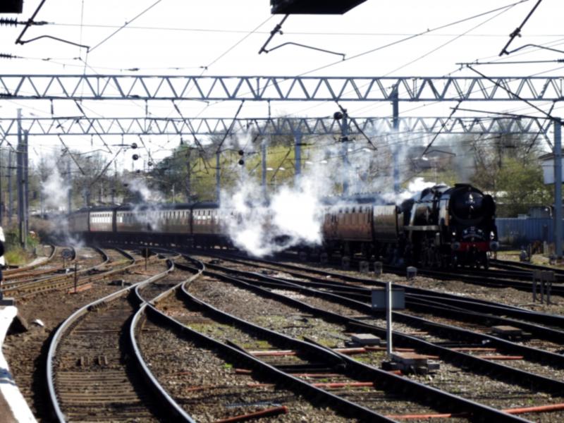 35018 at Carlisle: Ex SR Merchant Navy 35018 arrives at Carlisle as part of Day 2 of the Great Britain X1 Tour. This part was from York to Carlisle Photo of 35018 at Carlisle