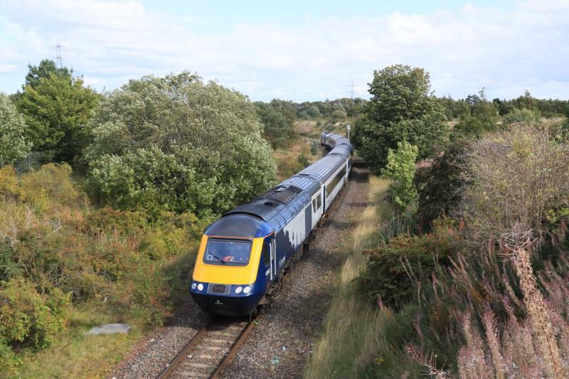 5T03: 43033 + 43183 on 5T03 14.04 Craigentinny to Dundee West Reception Line between Brunstane and Niddrie West Jct on 09/09/2018. Photo of 5T03