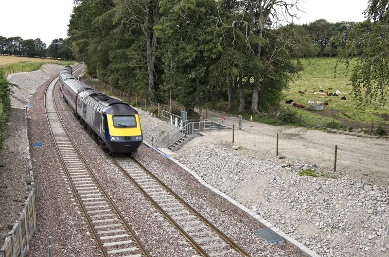 11.02 EX INVERNESS 29.8.19 PASSING KINALDIE.jpg: A FEW MINS BEHIND SCHEDULE.THE FLATTENED RUBBLE AREA ON THE RIGHT MARKS THE SITE OF THE LONG DEMOLISHED STATION BUILDING. Photo of 11.02 EX INVERNESS 29.8.19 PASSING KINALDIE.jpg