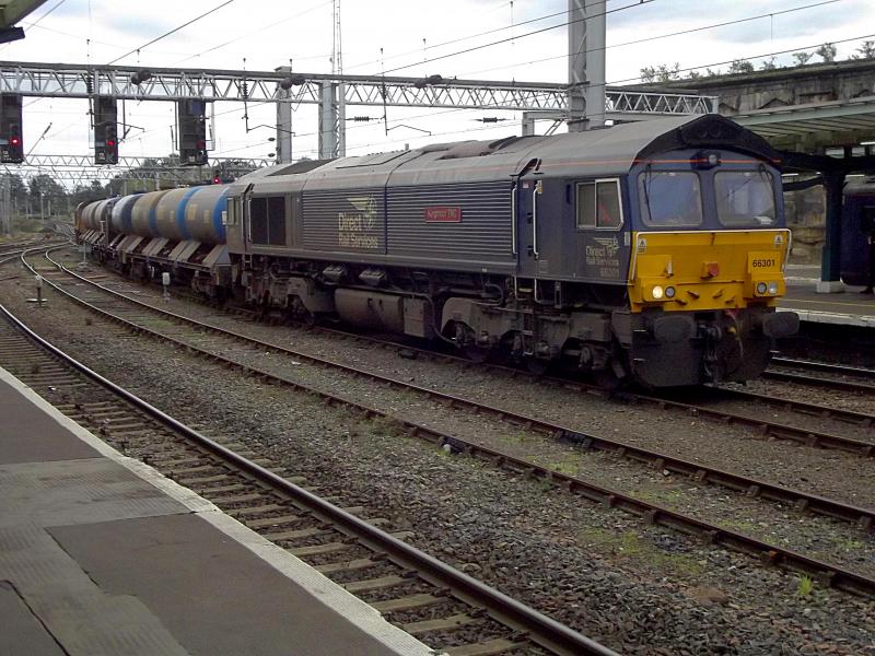 66301 at Carlisle: DRS 66301 arrives at Carlisle with a RHTT from Tees Dock on Saturday 5th October 2019. Photo of 66301 at Carlisle