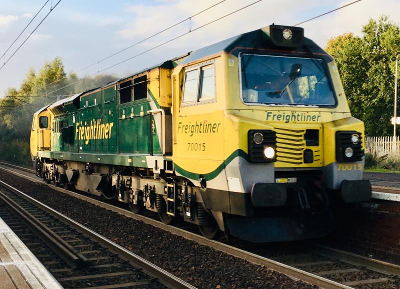 70015: Grangemouth to Carlisle, seen at Holytown on 07/10/2019 Photo of 70015