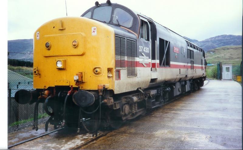 Sssshhh!: 37430 standing inside the security compound at Glen Douglas waiting for its next move. May 1992. Photo of Sssshhh!