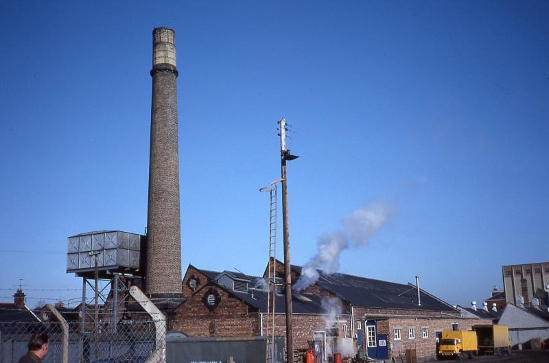 Slateford laundry: The laundry was owned and operated by the railway until the 1980s. It was used for washing linen from hotels and sleeping cars. Photographed on 23 February 1979. Photo of Slateford laundry