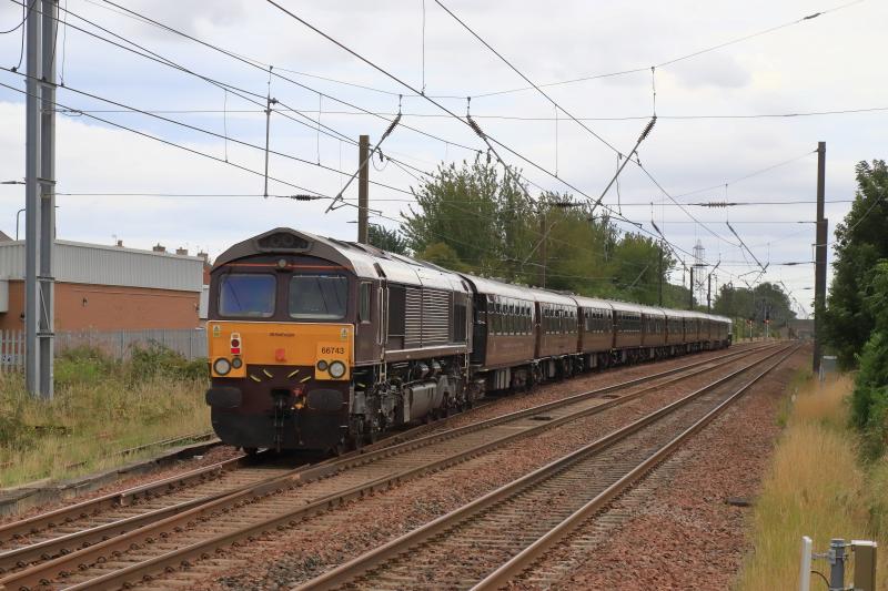 1Z70: 66743 on the rear of 1Z70 13.35 Edinburgh to Alnmouth arriving in the Prestonpans Loop on 17/09/2021 Photo of 1Z70