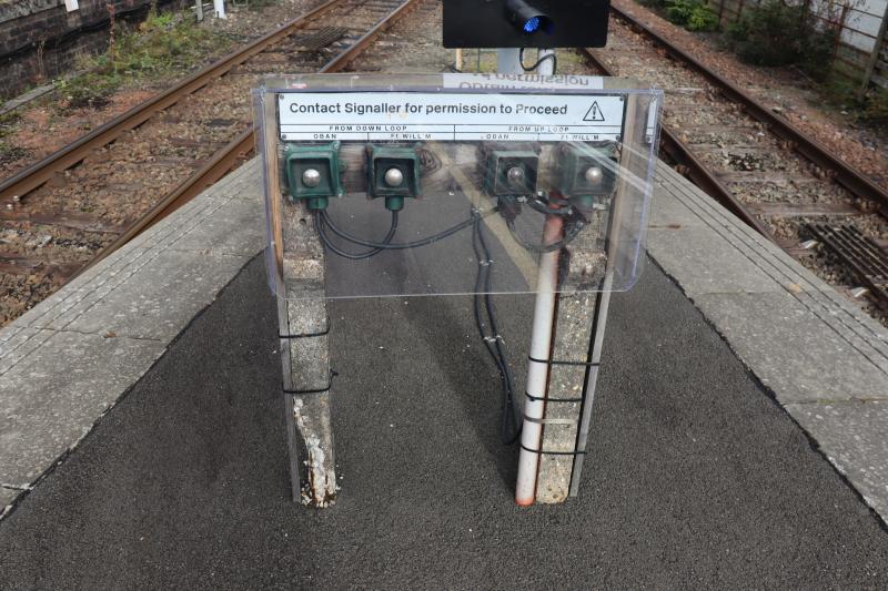 Crianlarich - Points Setting Buttons: At the north end of platform at Crianlarich. Fairly recently the perspex cover was added but it could actually do with being re-built as one leg is about to give way it seems. Photo of Crianlarich - Points Setting Buttons