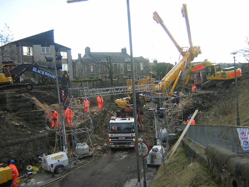 Bridge Replacement 31/01/2009: Pictures of the bridge just to the north of Stewarton Sation being demolished and the new bridge rebuilt Photo of Bridge Replacement 31/01/2009