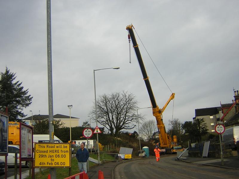 Bridge Replacement 31/01/2009: Pictures of the crane to lift the new bridge sections into place Photo of Bridge Replacement 31/01/2009
