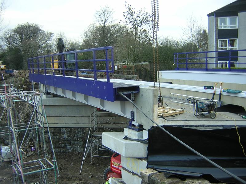 Bridge Replacement 31/01/2009: Picture of the new bridge nearing completion on the morning of the 1st February. Photo of Bridge Replacement 31/01/2009