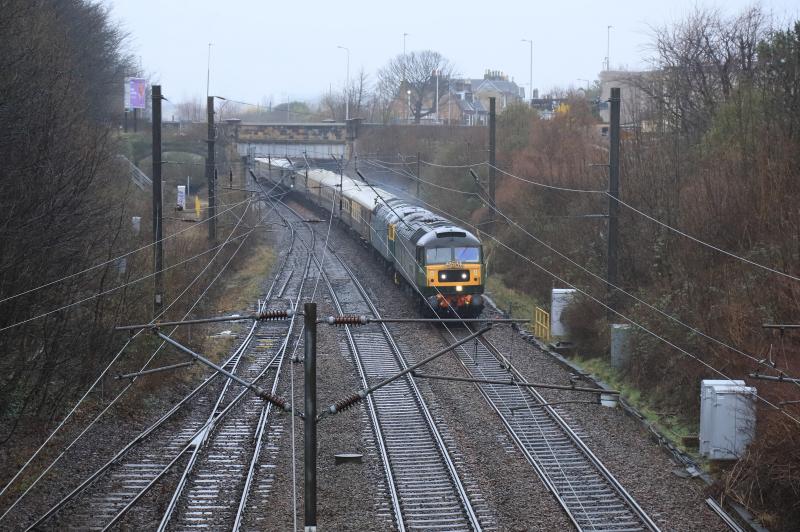 1Z60: 47805 + 47853 0n 1Z60 08.16 Inverness to Rugby passing the site of Craigentinny signalbox on 13/03/2023 in rather poor weather. Photo of 1Z60