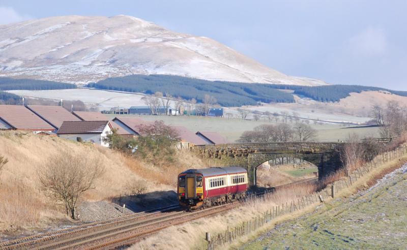 156431 at New Cumnock: The 1203 Glasgow-Carlisle leaving New Cumnock on 2nd Feb 09 Photo of 156431 at New Cumnock