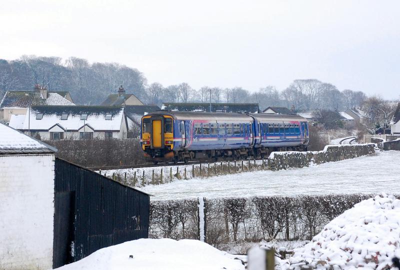 156499 at Gatehead: 156499 approaches Gatehead with a diverted Carlisle-Glasgow working on Feb 9th 2008 Photo of 156499 at Gatehead