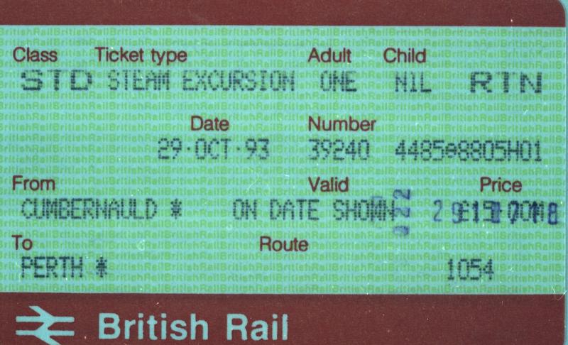 Ticket for the 60009 driver training trips in 1993: Ticket for the 60009 driver training trips in 1993 Photo of Ticket for the 60009 driver training trips in 1993