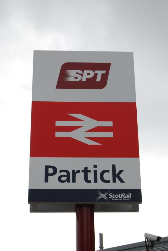 Partick Station Sign: New sign outside the Station Photo of Partick Station Sign