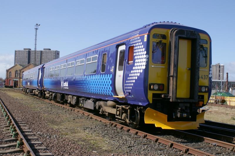 156437: 156437 Stands in the yard at Glasgow Works prior to returning to Corkerhill on 23rd march, note this unit is different to 433 Photo of 156437