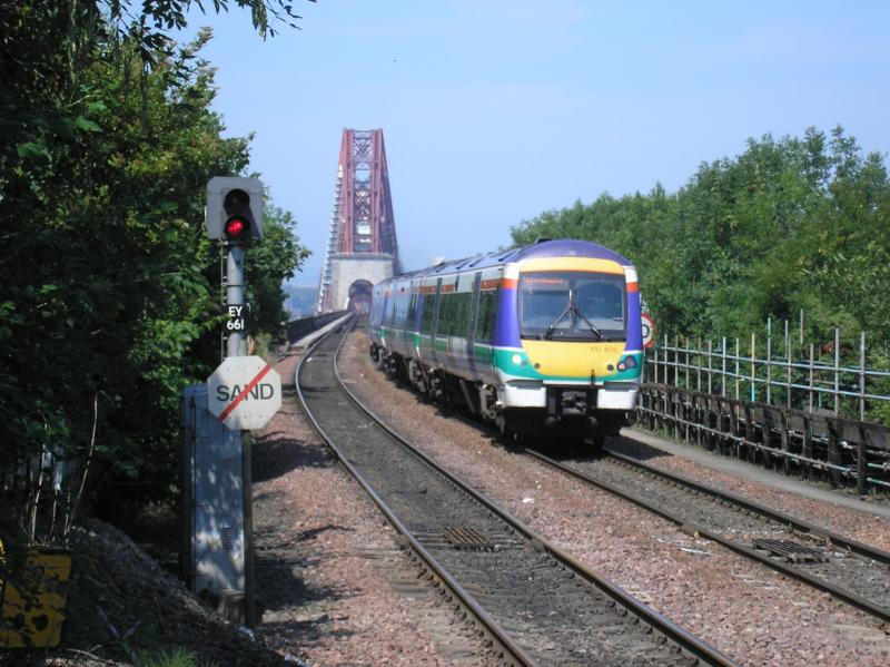 Nat-Ex 170: 170403 comes off the Forth Bridge at Dalmeny on 19.07.06. Photo of Nat-Ex 170