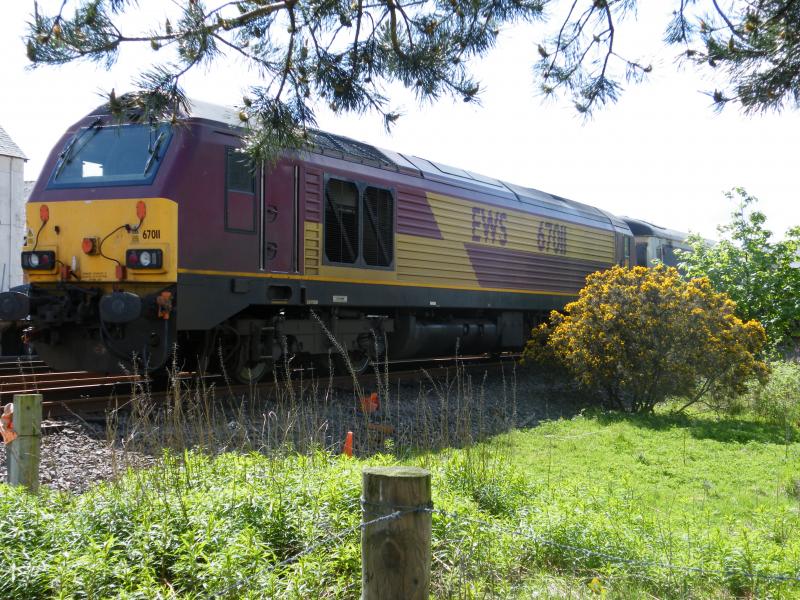 67 011: The 67 was waiting at Fort William train station coupled to the Sleeper service coaches. Photo of 67 011