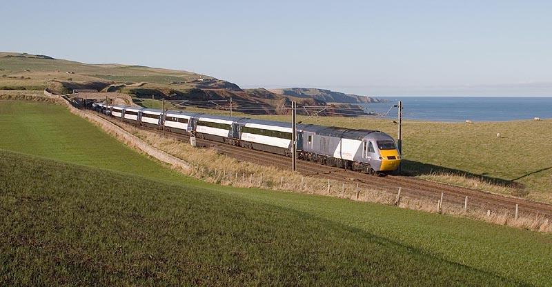 November at Lamberton: Soon to become a thing of the past, a National Express HST drifts downhill towards Berwick on the afternoon of 7th November 2009. Photo of November at Lamberton
