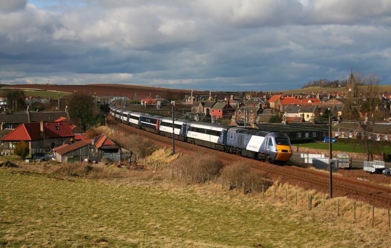 NXEC Farewell: 43295, with 43305 on the rear, passes through East Linton on 28.02.09, while working the 1E12 Inverness - London King's Cross service. NXEC will cease to exist from the 14th of November 2009. Photo of NXEC Farewell