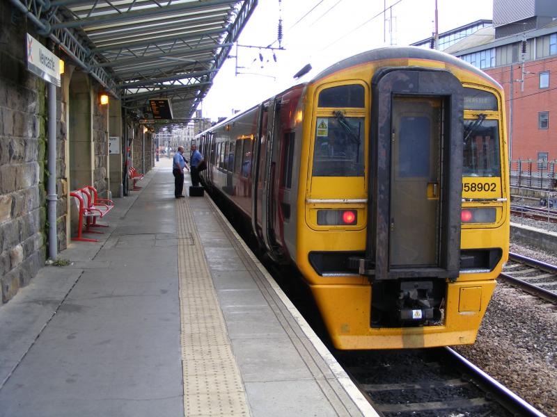 Newcastle. on the 25th of August, 2007.: The crew for 158902 change over prior to departure for Carlisle. Photo of Newcastle. on the 25th of August, 2007.